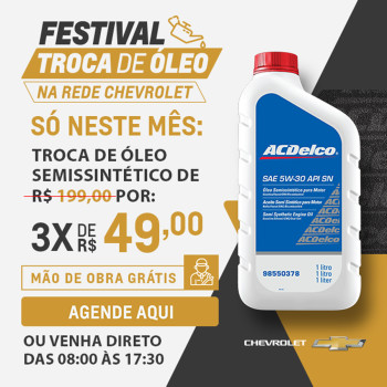 Imagem ilustrativa da oferta de FESTIVAL TROCA DE ÓLEO NA NOVA CHEVROLET