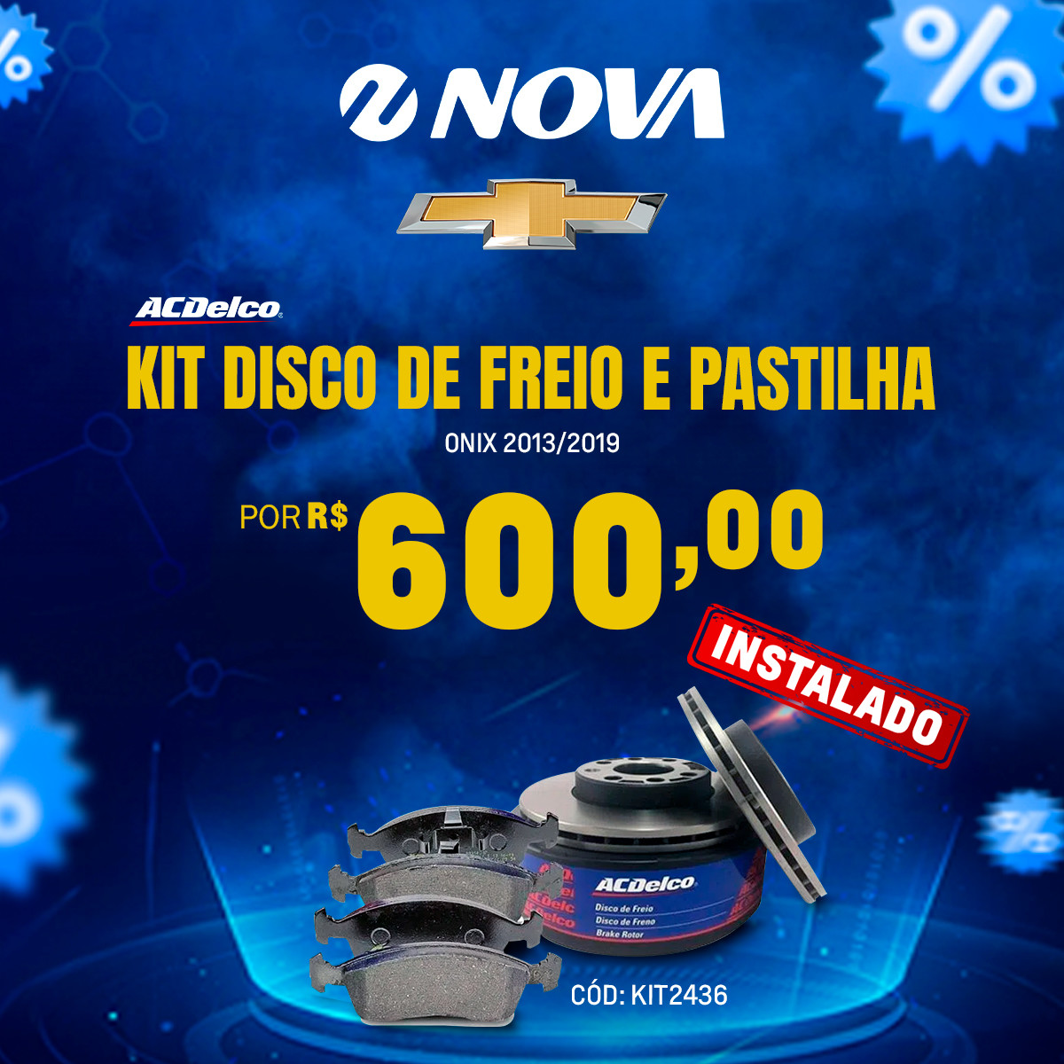 Imagem ilustrativa da oferta de Kit Pastilha de discos de freios Onix 2013-2019 ACDelco