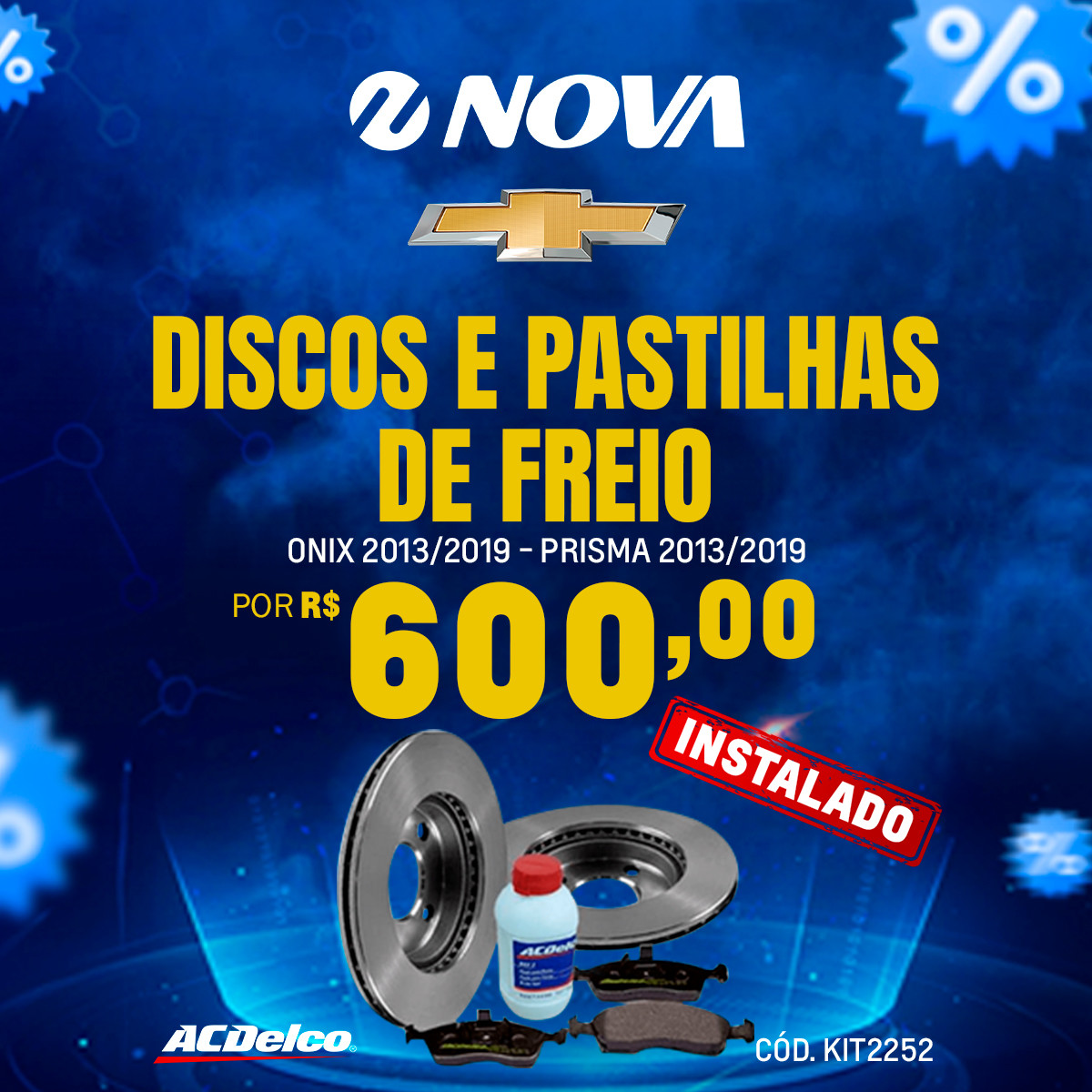 Imagem ilustrativa da oferta de Kit discos e pastilhas de freios ACDelco Prisma 2013 a 2019