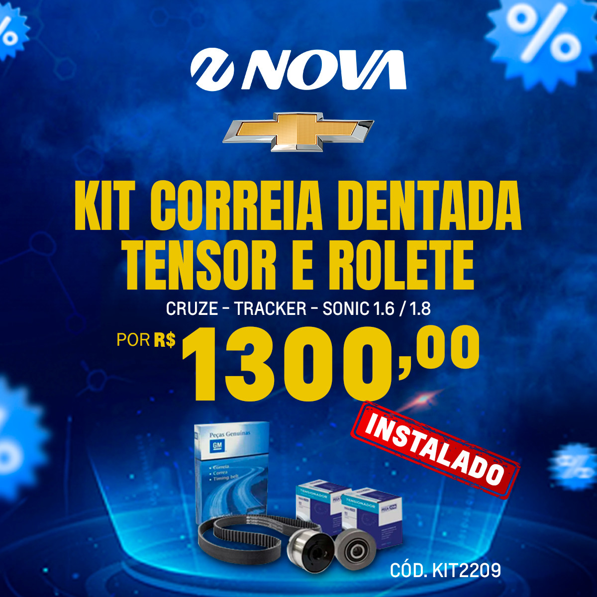 Imagem ilustrativa da oferta de Kit Correia dentada, tensor e rolete Cruze, Tracker e Sonic 1.6 e 1.8