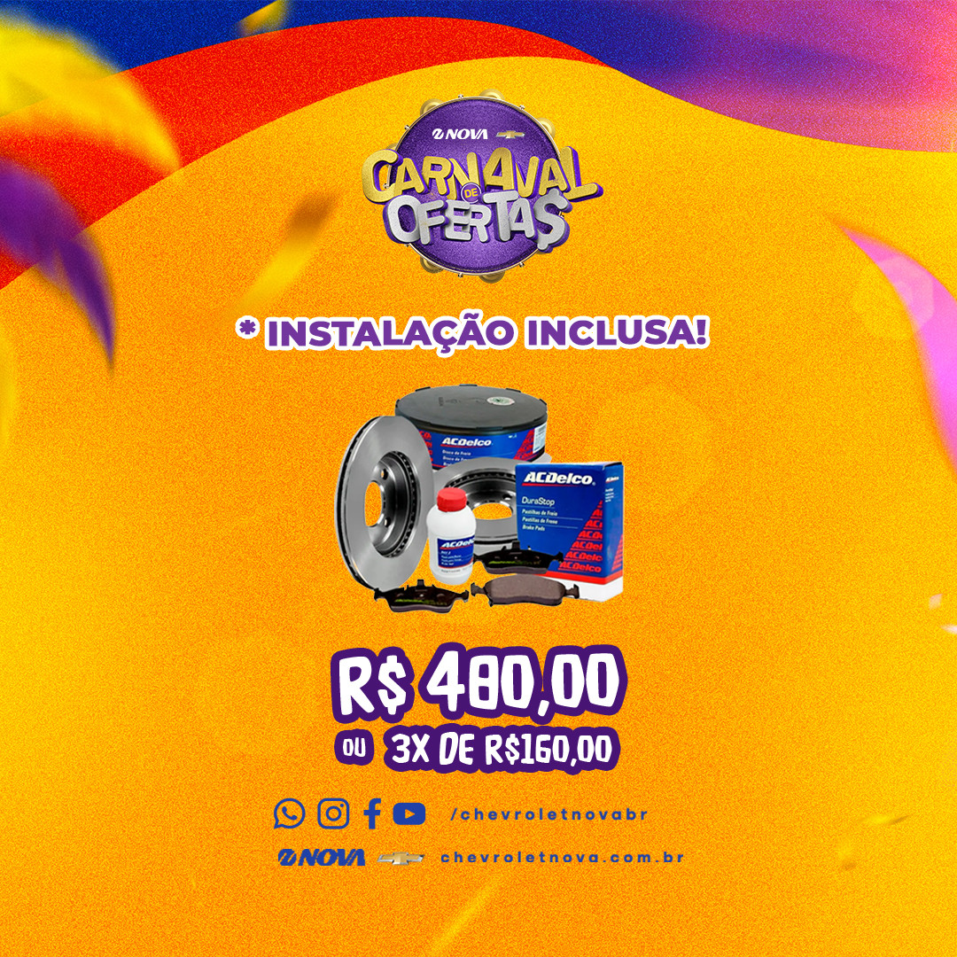 Imagem ilustrativa da oferta de Carnaval de Ofertas: Kit Discos e pastilhas AC Delco dianteiras Onix e Prisma